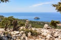 Rocky coast with wild vegetation Royalty Free Stock Photo