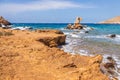 Rocky coast on the north side of the island of Ios. Greece Royalty Free Stock Photo