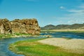 Rocky coast Zavkhan River Royalty Free Stock Photo