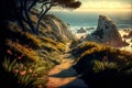 Coastal path impression in late afternoon Royalty Free Stock Photo