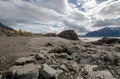 Rocky coastline at Beluga Point on the Turnagain Arm next to the Seward Highway near Anchorage Alaska USA