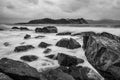 Rocky Coastline Black And White Vietnam Royalty Free Stock Photo