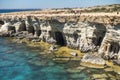Rocky coastline , Cape Greco on Cyprus Royalty Free Stock Photo