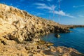 Rocky coastline at Cape Greco Royalty Free Stock Photo