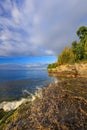 Rocky Coastline at Cave Point Royalty Free Stock Photo