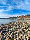 False Bay in San Juan Island, WA, refilling after low tide on a sunny day