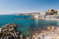 Rocky coastline in Genoa, in the district of Quarto Royalty Free Stock Photo