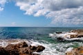 Rocky coastline of Grand Cayman along the Caribbean Sea Royalty Free Stock Photo