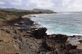 Rocky coastline with Halona Blowhole on the island of Oahu overlooking the Pacific Ocean Royalty Free Stock Photo