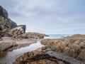 Rocky coastline at Hele Bay in North Devon, England near Ilfracombe.