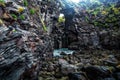 Rocky coastline landscape in Hellnar, Iceland.