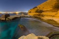 Rocky coastline of Malta landscape at night