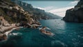 Rocky coastline meets nautical adventure in Amalfi generated by AI