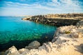 Rocky coastline at the natural park Cape Greco Royalty Free Stock Photo