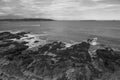 Maine coastline with small boat