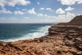 Rocky coastline and ocean waves near Pot Alley in Kalbarri National Park in Western Australia in morning Royalty Free Stock Photo