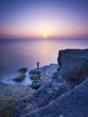 Rocky Coastline of Portland Bill at Sunset