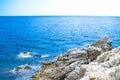 The rocky coastline.