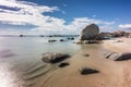 Rocky coastline and sandy beach at Cavallo island near Corsica Royalty Free Stock Photo