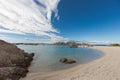 Rocky coastline and sandy beach of Cavallo island near Corsica Royalty Free Stock Photo