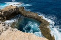 Blue hole and the collapsed Azure window. Gozo, Malta Royalty Free Stock Photo