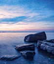 Rocky Coastal Sunset on Lake Michigan Royalty Free Stock Photo