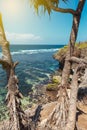 Rocky coastline tropical seascape in Nusa Dua, Bali island Royalty Free Stock Photo