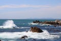 Rocky coastline with waves crashing