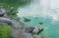 Rocky Dnipro riverside in center of the same name city