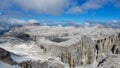 Rocky dolomiti panorama with blue cloudy sky Royalty Free Stock Photo