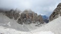 Rocky dolomiti panorama with cloudy sky Royalty Free Stock Photo