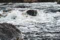 Rocky fast river. Running water, flowing with rapids . Royalty Free Stock Photo