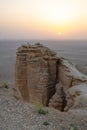 Rocky formation in the desert, Edge of the World in Saudi Arabia (Jebel Fihrayn