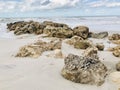 Rocky formation on Naples Beach Royalty Free Stock Photo