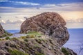 Rocky geological formation on the road to Cape Tenaron in Laconian Mani area, Greece