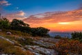 Rocky granite on top of the mountain at sunset Royalty Free Stock Photo