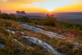 Rocky granite on top of the mountain at sunset Royalty Free Stock Photo