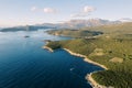 Rocky green peninsula Lustica in the Bay of Kotor. Montenegro