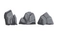 Rocky Grey Stones and Heavy Uneven Boulder Vector Set Royalty Free Stock Photo