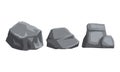 Rocky Grey Stones and Heavy Uneven Boulder Vector Set Royalty Free Stock Photo