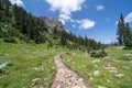 Rocky hiking trail along Blue Lakes in the San Juan Mountains of Colorado during summer Royalty Free Stock Photo