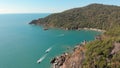 Rocky hills near Butterfly Beach. Goa India. Drone video. Royalty Free Stock Photo