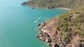 Rocky hills near Butterfly Beach. Goa India. Drone video. Royalty Free Stock Photo