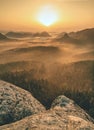 Rocky hills at sunrise. Breathtaking landscape of the desert rocks Royalty Free Stock Photo