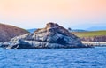 Rocky island summer holiday getaway Chalkidiki Greece Royalty Free Stock Photo