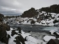 Rocky landscape around the Ãâxarfoss waterfall