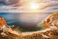 Rocky landscape at Cap de la Chevre, Finistere department, Parc Royalty Free Stock Photo