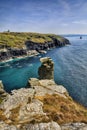 Rocky Landscape at the Coast at Tintagel in Cornwall, England Royalty Free Stock Photo