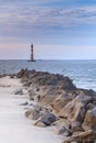 Rocky Landscape Folly Beach Morris Island Lighthouse SC Royalty Free Stock Photo