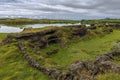Landscape of Hofdi promontory in Mytavn lake area in Northern Iceland